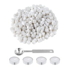 600 Pcs Octagon Sealing Wax Beads White Wax Seal Beads with 1 Melting Spoon and