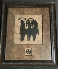 Western Themed Artwork Cowboy Metal Framed Under Glass