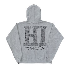 HANES Hawaii Aloha Hoodie Sweater Mens Medium Pullover Fleece Gray