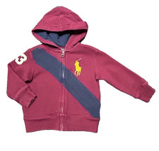 Polo Ralph Lauren Big Pony Burgundy Hoodie Full Zip Jacket Preppy Boy Sz 2T
