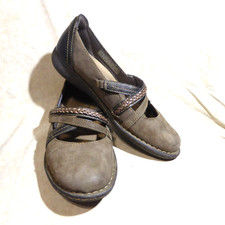    Earth Origins Triple Strap Mary Janes 10 W Latte Brown Leather; Braid Details