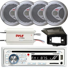 Pyle Marine Boat CD Stereo Receiver, Cover 4-Channel Amp, 4x 6.5" 150W Speakers