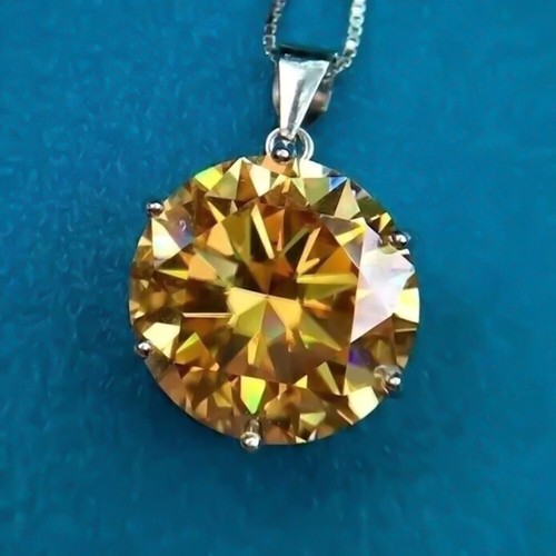 9.80 Ct Champagne Diamond Pendant 925 Silver Cyber Monday Gift for Wife - Picture 4 of 4