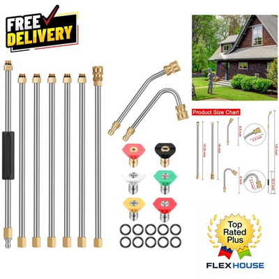 #ad Complete 10FT Pressure Washer Wand Set 7 Lances amp; 6 Spray Angles Included $64.49