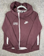 Nike Tech Fleece Cape Hoodie Womens L Burgundy Full Zip 930757-652