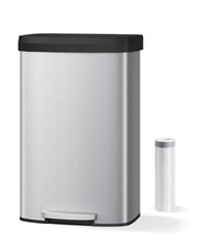 Anti Fingerprint 21 Gal Step On Trash Can Stainless Steel Soft Close Lid Silver