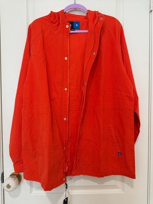 DC Shoes Men's Hooded Ripstop Jacket Orange Large Lightweight Skate Streetwear