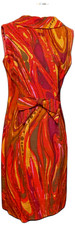 Vintage Dress Abstract Swirl Alison Ayers Union Made Zip Closure Bow Size Small