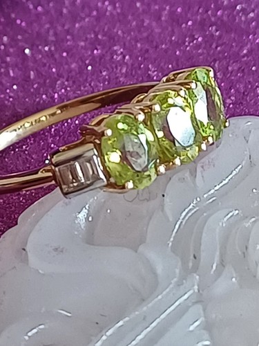 9k Gold Yellow Beryl /Diamond Gemstone Ring. Size O. - Picture 3 of 7