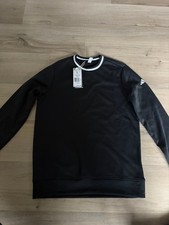 adidas Boys Golf Black Crew Neck Long Sleeve Sweatshirt Size L Logo JE2461