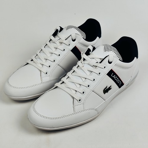 Lacoste Chaymon Men's Casual Low-Top Sneaker Color: White/Navy/Red | Size 9.5 - Picture 4 of 24