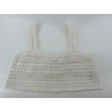 Aerie White Crochet Lace Crop Top Boho Scalloped Camisole Large NEW