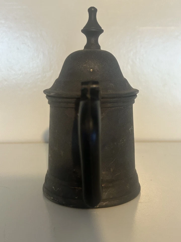 Vintage Hand Made Indian Teapot  w/ Hinged Lid 5" tall Hampton Silver Plate - Image 3 of 4