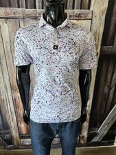 Bad Birdie Golf SS White Purple Black  Pink Paint Contrast Polo Shirt Small