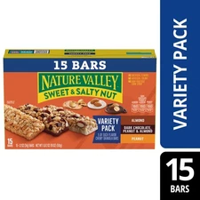 New Nature Valley Sweet and Salty Nut Granola Bars, Variety Pack, 15 Bars, 18 oz