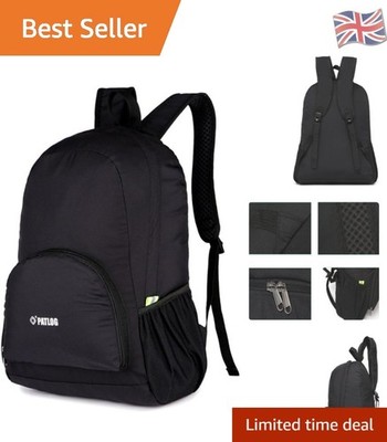 25L Ultraleichter Packbarer Wasserdichter Rucksack für Wandern & Reisen - Schwarz