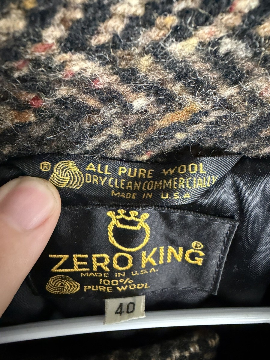 Vintage Zero King Vintage 100% Pure Wool Car Coat Size 40 Made in USA View 2