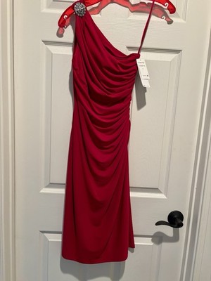 NWT One shoulder red Lauren by Ralph Lauren cocktail dress | eBay