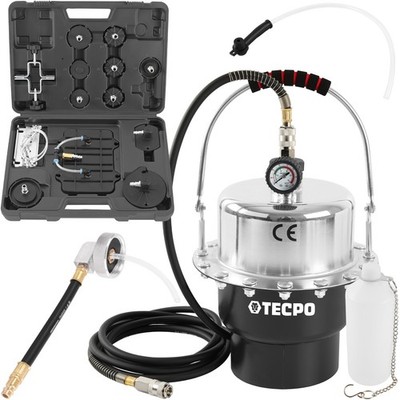 TECPO BREMSENENTLÜFTUNGSGERÄT 5L DRUCKLUFT BREMSENENTLÜFTER + E20 KFZ ADAPTER