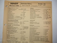 Fendt Farmer 200S FL 144/03 Technische Daten Anzugswerte Datenblatt 1976