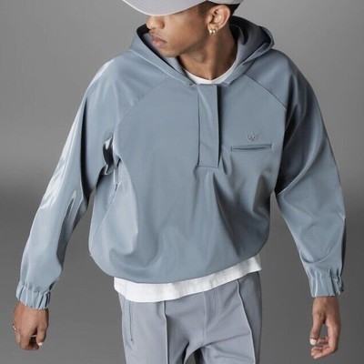 New Adidas Blue Version High Shine Hoodie Unisex HM9220, Size XL Grey
