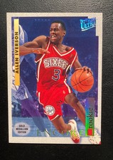 ALLEN IVERSON, 1996-97 FLEER ULTRA ENCORE GOLD MEDALLION ROOKIE CARD #G-270. rookie card picture