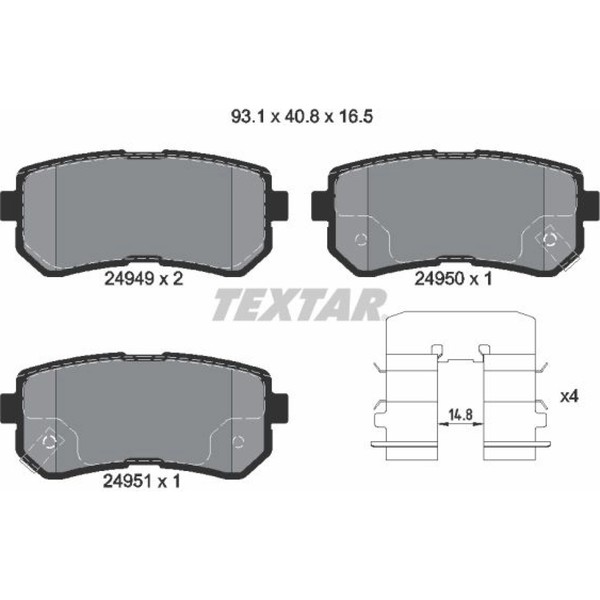 Textar 2494901 Bremsbelagsatz FüR Hyundai I20 Pb Pbt-image