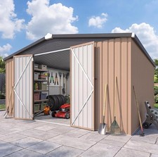 12x12 FT Large Galvanized Steel Outdoor Storage Shed, Heavy-Duty Metal, Garden