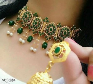 Authentic Ethnic Gold Plated Bollywood Indian Fashion Pearl Bridal Jewelry Necklace Set