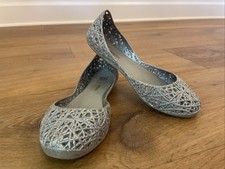 Mel Mini Melissa Campana Girls Size 2 Silver Glitter Slip On Ballet Flat