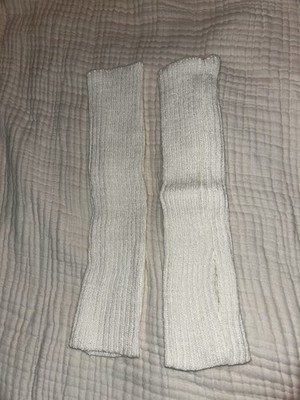 Knit Ribbed Knee High Leg Warmers White Women s One Size Regular 1 Pair