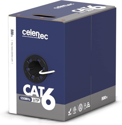 CAT6 Ethernet Cable,500Ft, 23AWG Solid Bare Copper,Unshielded Twisted Pairs(UTP