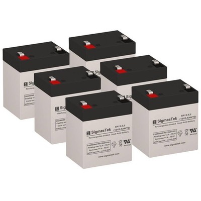 (6-PACK) APC RBC141 UPS Battery Replacement Set of 6 - 12V 5.5Ah by SigmasTek