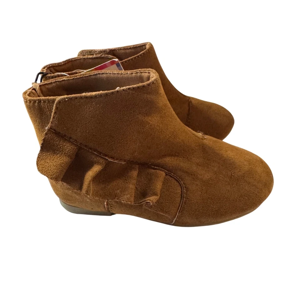 Garanimals Infant Boot Size 6 Brown Suede Ankle Boots With Ruffle Detail - Image 3 of 4