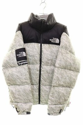 Supreme North Face Paperprint Nupste Jacket M Gray/Black Down AB Condition