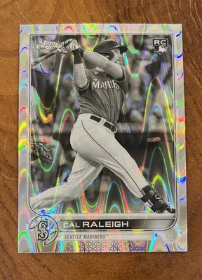 2022 Topps Chrome Sonic - Cal Raleigh #149 Black & White RayWave Refractor (RC)