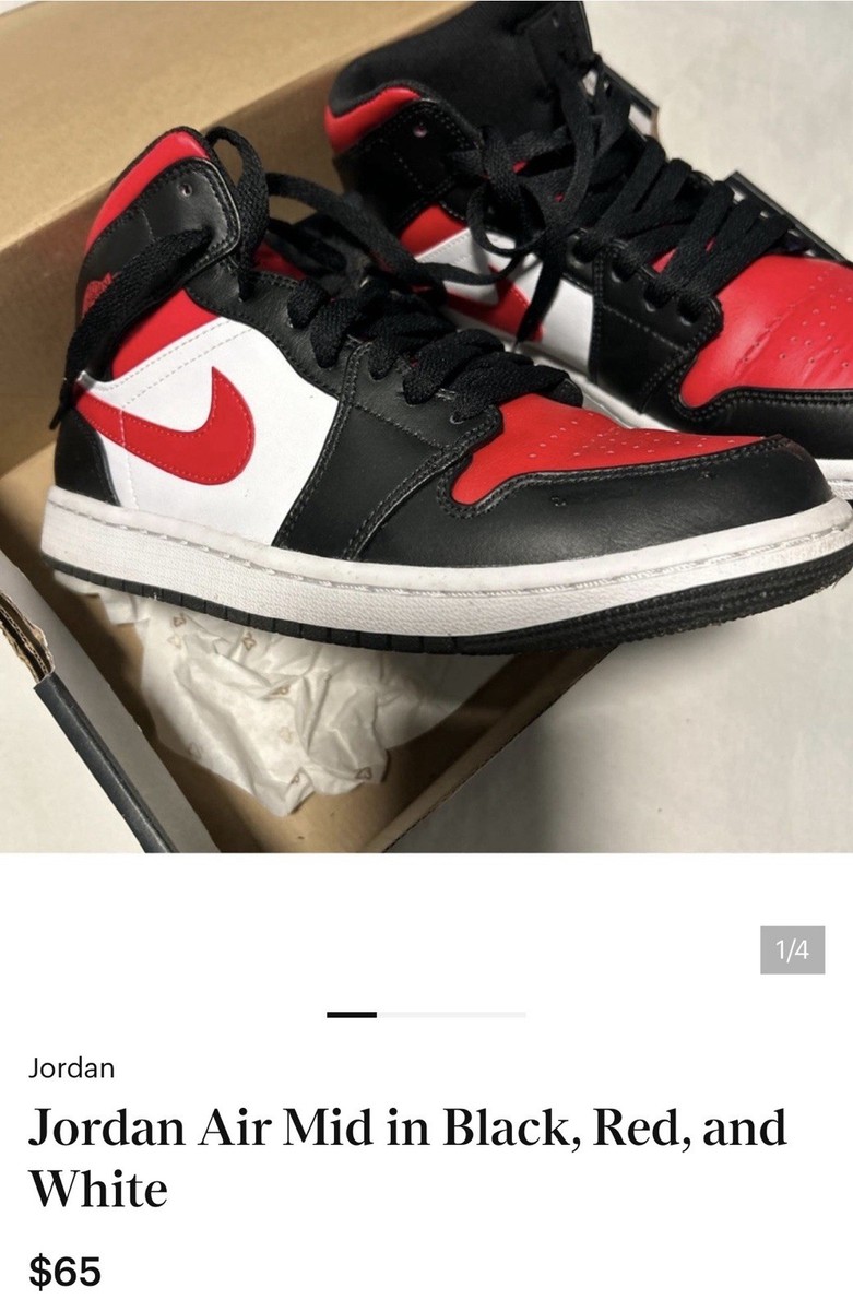 Jordan Air Jordan 1 Mid Bred Toe 554724-079 Black Red White  display picture 1