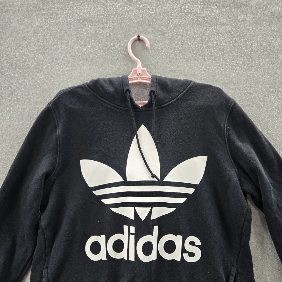 Adidas Women Hoodie L Black Trefoil Logo Activewear Long Sleeve - Image 4 of 4