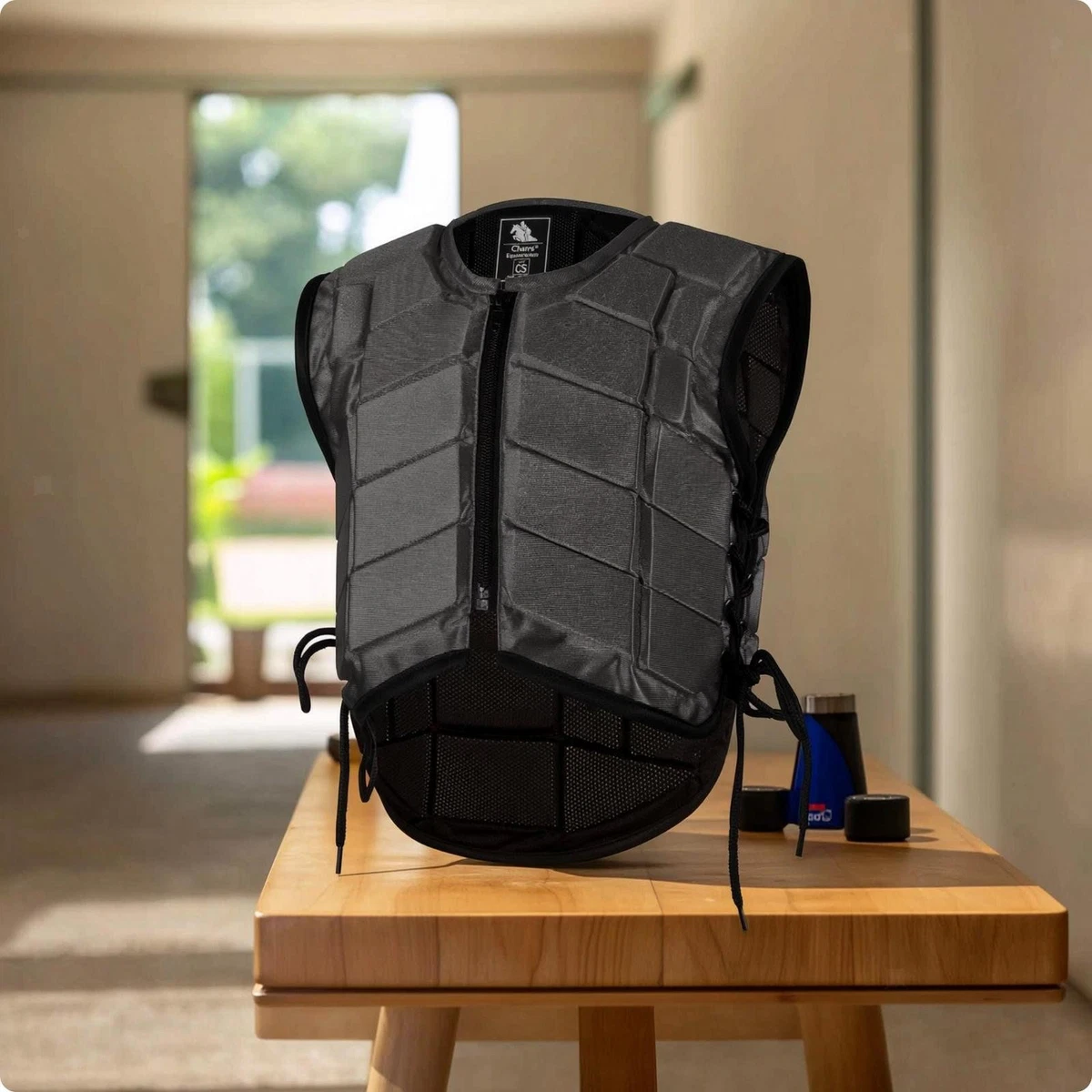 Equestrian Vest with Side Laces Sleeveless Torso Guard with Side Panels