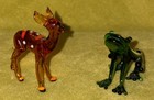 Hand Blown Glass Miniature Deer Fawn & Frog Figurines Art Glass Animal Pair — photo 1
