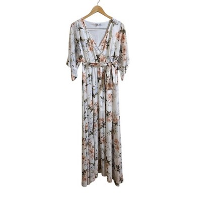 Baltic Born Women's Kia Kimono White Floral Wedding Maternity Maxi Dress. Small