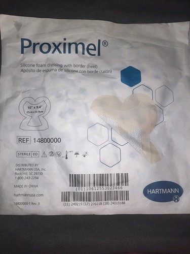 3 Hartmann 14800000 Proximel Silicone Foam Dressing w/ Border 10 X 9.4 Heel 2027 - Picture 2 of 4