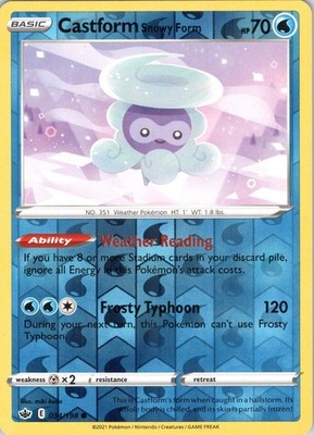 Castform Snowy Form 034/198 Common Chilling Reign Pokemon Reverse Holo LP