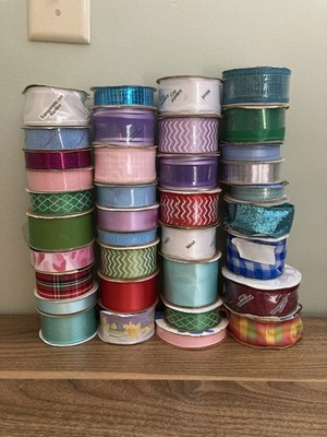 Offray Ribbon Lot Of 36 Rolls- New,Used,Vintage- Mixed Sizes