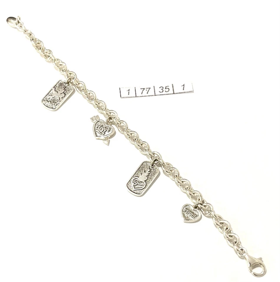 925/ - Silber ESPRIT Damen Bettel Armband, Liebes Anhänger, 19 cm lang. - Bild 2 von 2