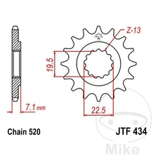 366-Fine gear transmission pinion 13T P520 Ø19.5/22MM compatible with SUZUKI GN 