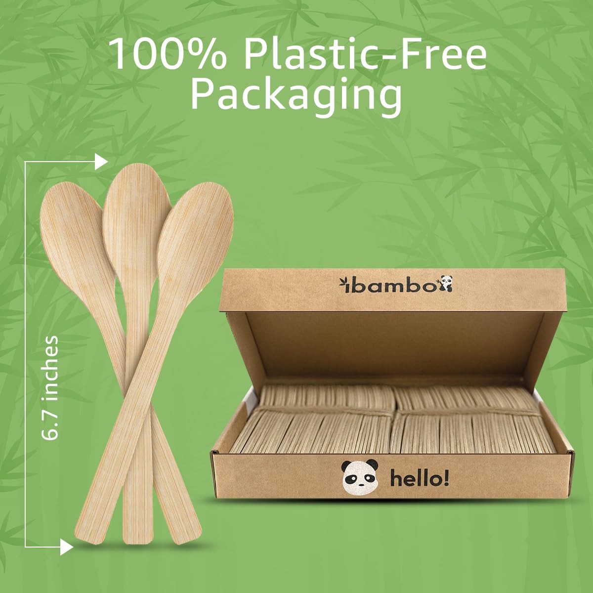 Ibambo 100 Bamboo Spoons Set - Eco Friendly Cutlery 500 Biodegradable Spoons ...