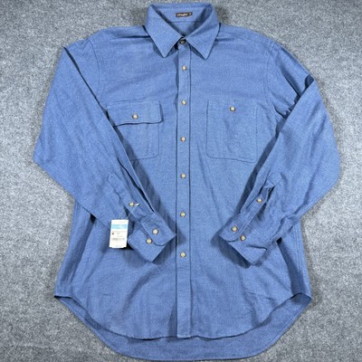 J McLaughlin Shirt Mens Medium Blue Denim Ralston SC Solid Button Up Cotton