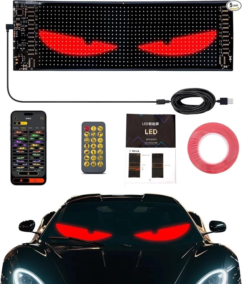 LED Colorful Eye Lamp Soft Screen For Car Window Windshield Devil Eyes Light USA