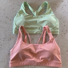 PAIR Athleta Exhale Sports Padded Pink Bra  Ultimate Green Bra - Large A-C